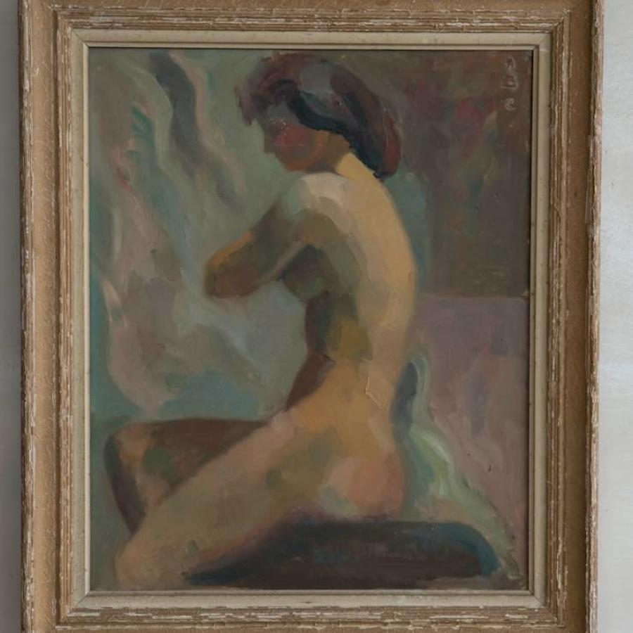 Seated female nude, Oil on Canvas c 1950