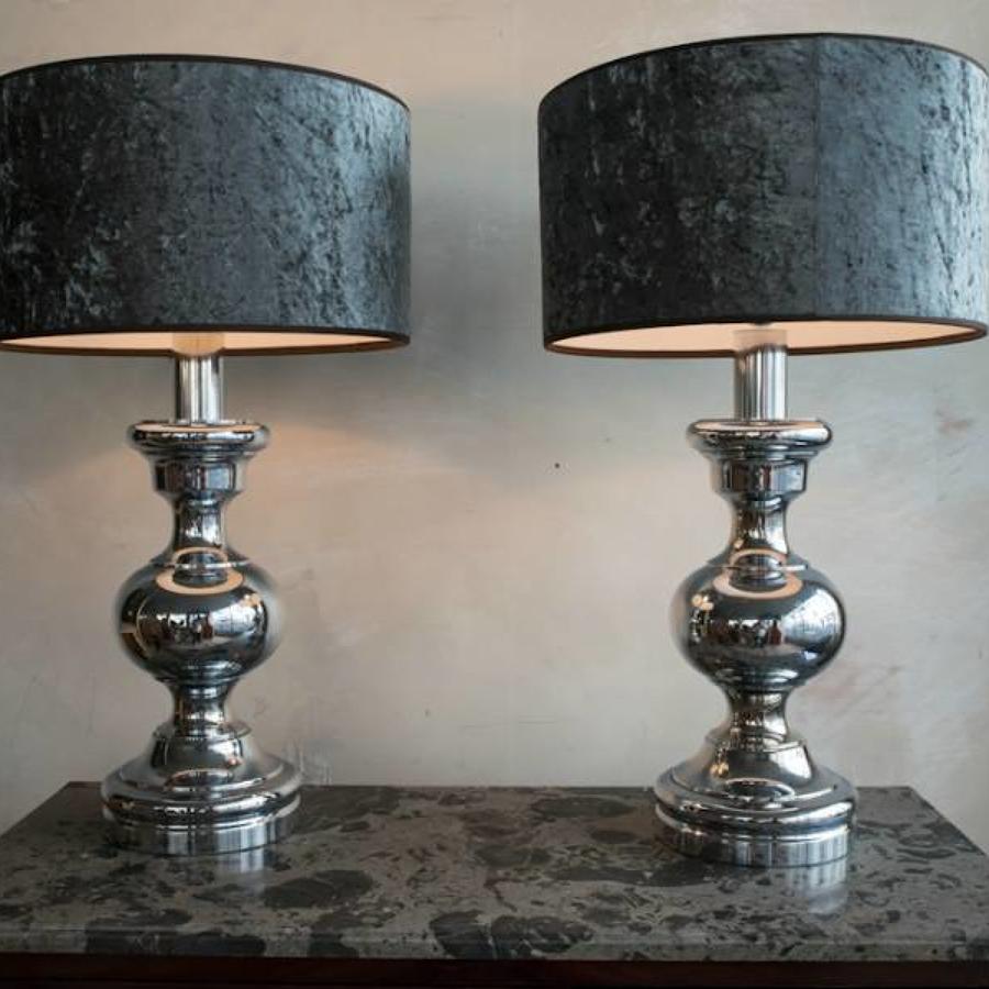 Pair of Italian polished chrome lamps C 1970