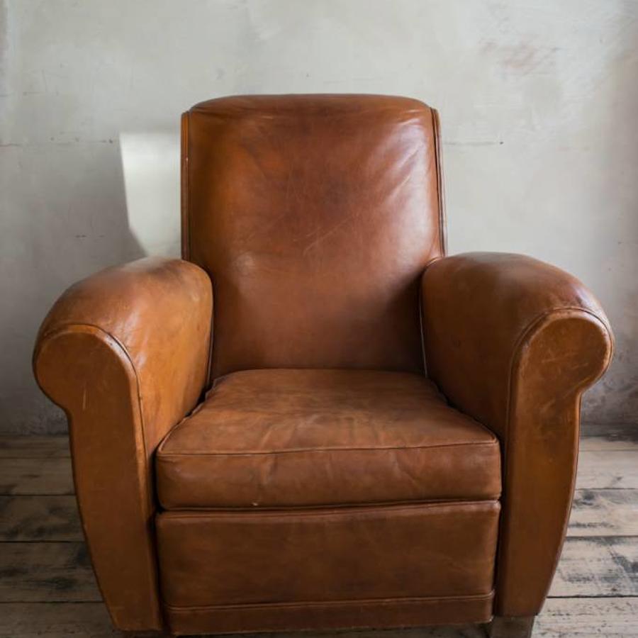 Brown leather   Club armchair  C 1950