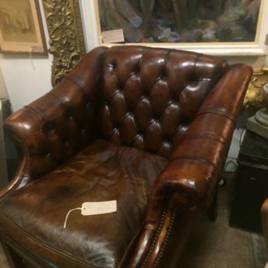 Charning Leather low back wing chair