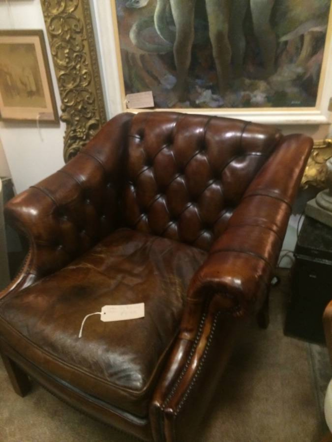 Charning Leather low back wing chair