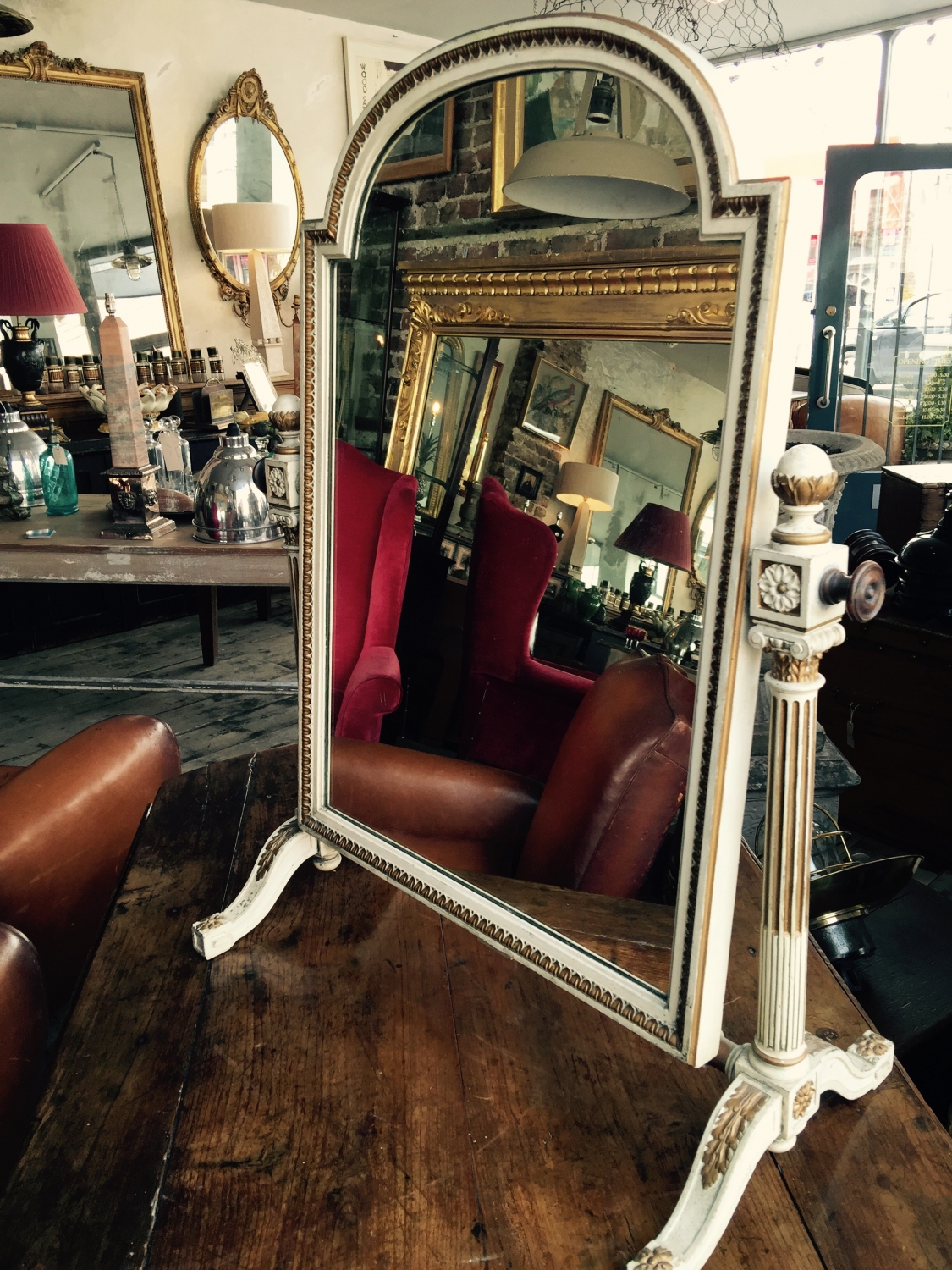 George III style painted dressing mirror