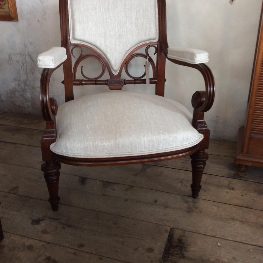 Unusual French open armchair