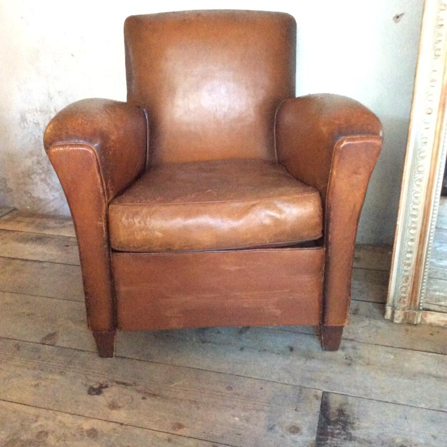Single Tan Leather Club chair