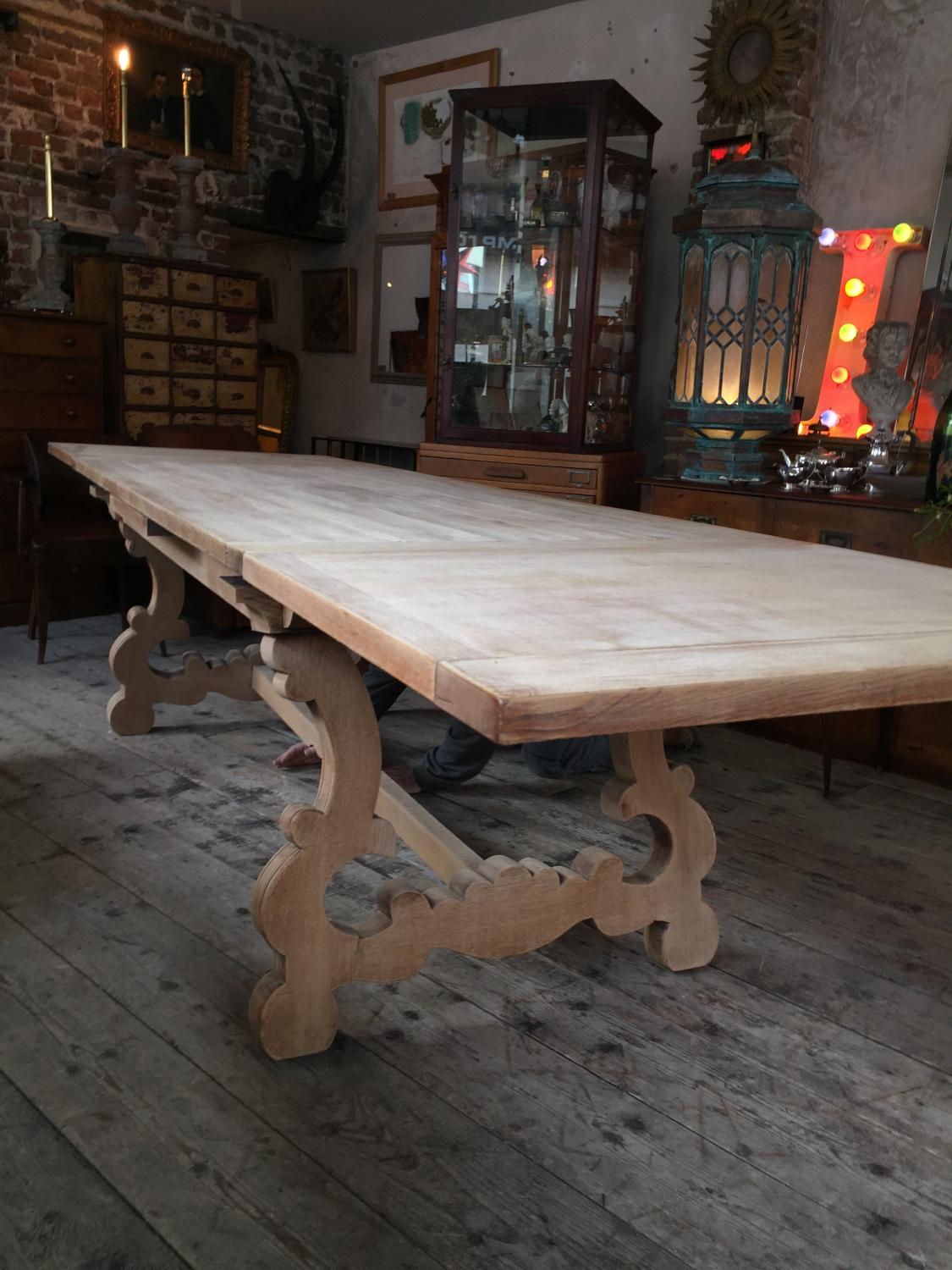 Massive bleached Oak extending dining table