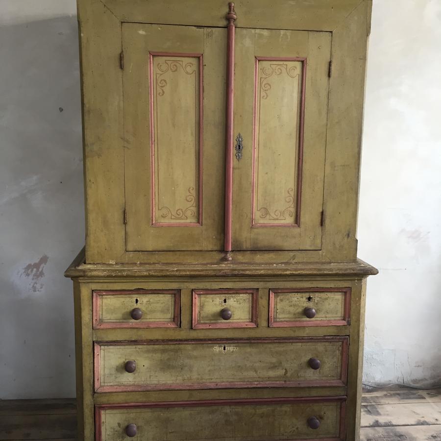 Early 19th C French Painted linen press