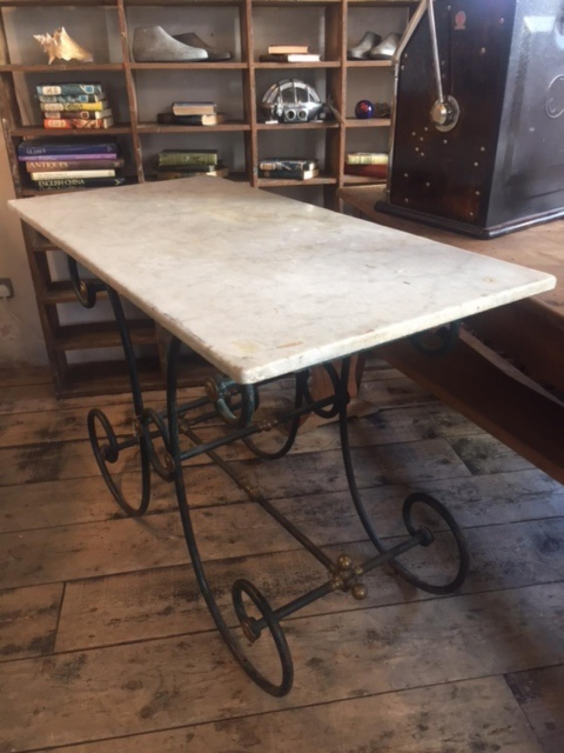 French Pastry Table with Marble Top