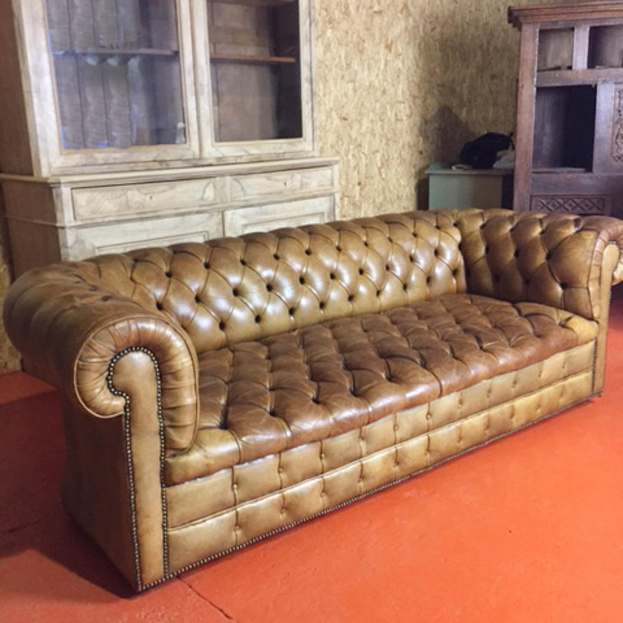 Deep Buttoned Tan Leather Chesterfield