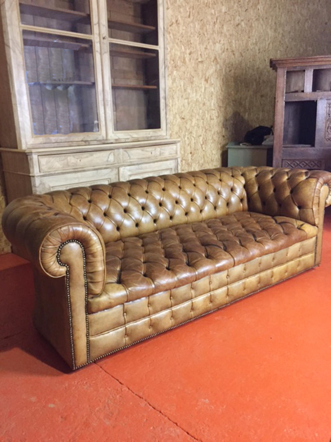 Deep Buttoned Tan Leather Chesterfield