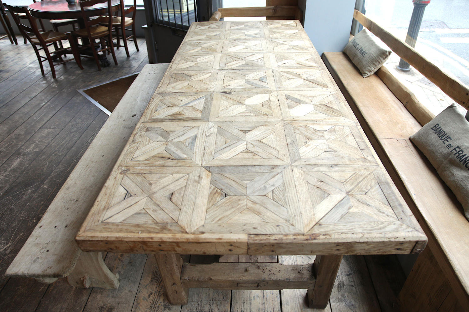 French Oak Parquetry top Rustic Dining table C 1830