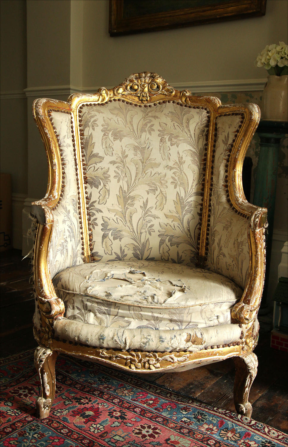 A French Louis XV style Giltwood Fauteuil armchair C 1900