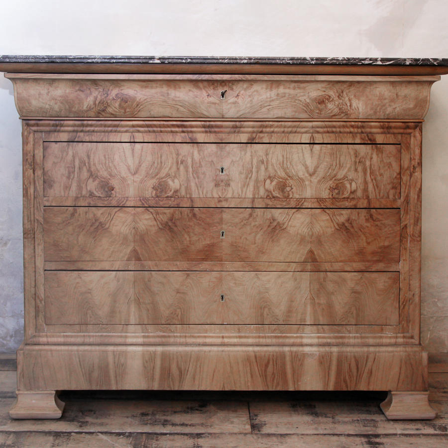 A Louis Phillippe Bleached figured Walnut Commode C1840
