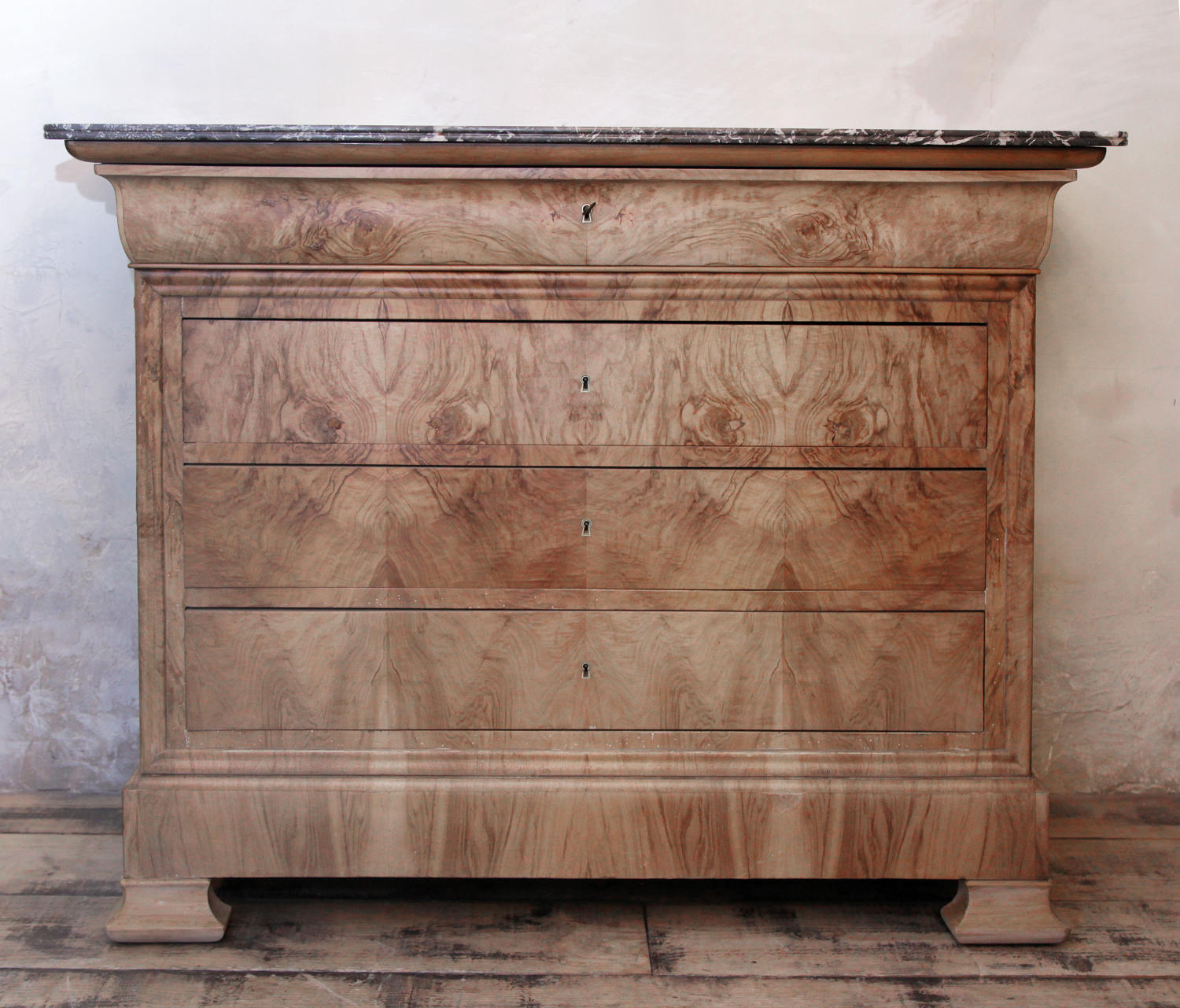 A Louis Phillippe Bleached figured Walnut Commode C1840