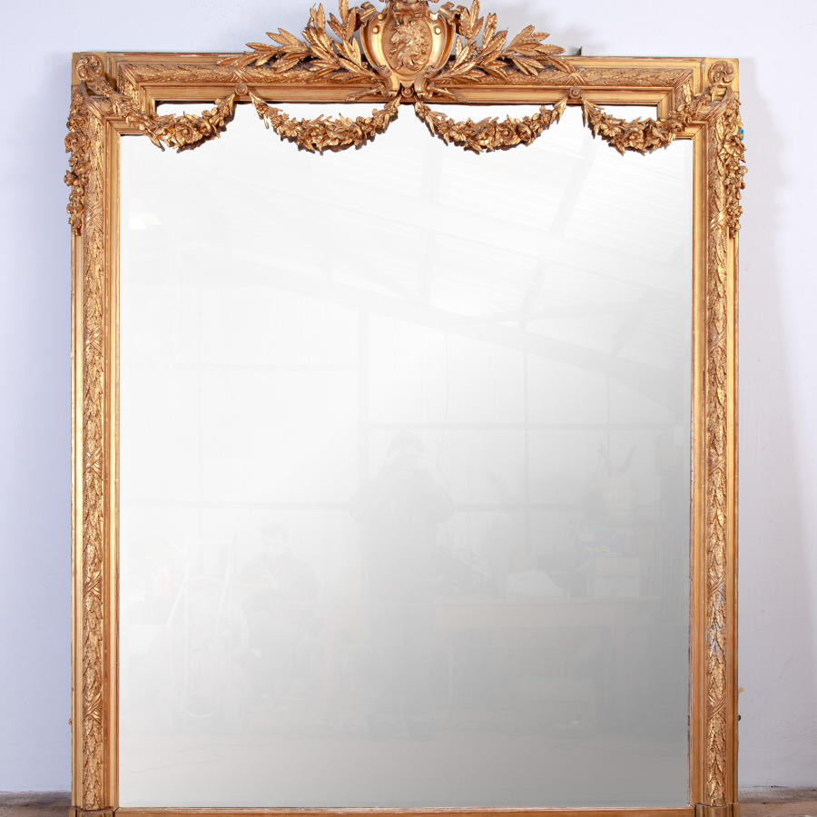 Large English Overmantel Giltwood Mirror