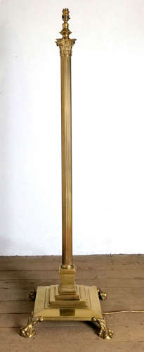A superb Corinthian Column Brass Standard lamp C1900