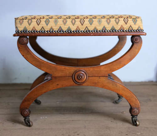 Late Regency Mahogany X-Frame Stool C 1830