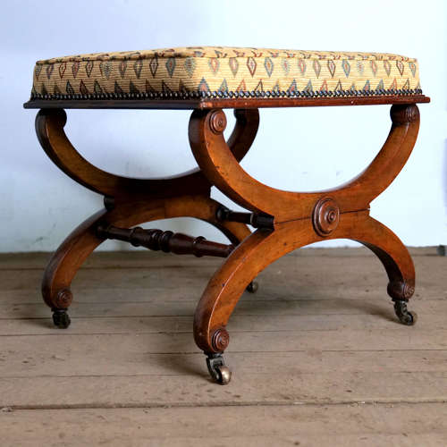 Late Regency Mahogany X-Frame Stool C 1830