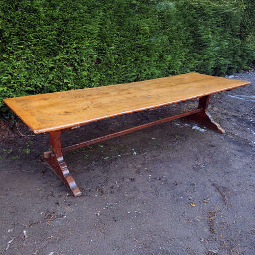 Early 18th C & later Oak refectory dining table