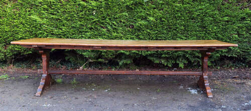Early 18th C & later Oak refectory dining table